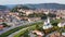 Aerial drone view of the Historic Centre of Sighisoara, Romania