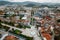 Aerial drone view of historic city of Braga in northern Portugal