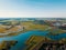 Aerial drone view of the historical fortress village of the Heusden, the Netherlands.