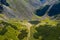 Aerial drone view of Iezer lake, Rodnei mountains