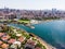 Aerial Drone View Kadikoy Moda Kurbagalidere Gulf in Istanbul.