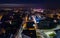 Aerial drone view of Katowice at night