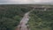 Aerial drone view of Kenyan river landscape on game reserve in Laikipi
