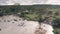 Aerial drone view of Kenyan river landscape in Laikipia, Ken