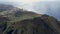 Aerial drone view of Koko Head Crater, it`s railroad trail directly to the peak