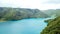 Aerial Drone View of Laguna Brava, a karstic Lake in Guatemala`s highlands