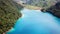 Aerial Drone View of Laguna Brava, a karstic Lake in Guatemala`s highlands