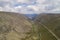 Aerial drone view landscape of Vale Glaciar do Zezere valley in Serra Estrela, Portugal