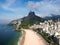 Aerial drone view of Leblon with dois irmaos mountain, Rio de Janeiro,
