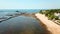 Aerial Drone View of The Los Cobanos and Los Almendros Beaches and the Pacific coral reef in El Salvador