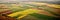 Aerial Drone View Of Lush Agricultural Land In Panoramic Format - Generative AI