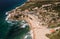 Aerial Drone View of Magoito Beach in Portugal.