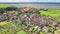 Aerial drone view of Marken island, traditional fisherman village from above, typical Dutch landscape, Holland, Netherlands