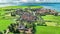 Aerial drone view of Marken island, traditional fisherman village, typical Dutch landscape, North Holland, Netherlands