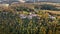 Aerial drone view medieval Lichtenstein castle on mountain, autumn Baden-Wurttemberg, Germany.