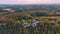 Aerial drone view medieval Lichtenstein castle on mountain, autumn Baden-Wurttemberg, Germany.