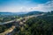 Aerial drone view on motorway construction.