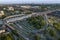 Aerial drone view of multilevel highway