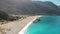 Aerial drone view Oludeniz beach Turkey Mediterranean cost