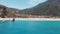 Aerial drone view Oludeniz beach Turkey Mediterranean cost