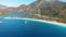 Aerial drone view Oludeniz beach Turkey Mediterranean cost