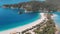 Aerial drone view Oludeniz beach Turkey Mediterranean cost