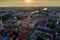 Aerial drone view on Opole city center and old town.