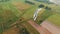 Aerial Drone View Of Paramotor Tandem Having Fun Gliding And Flying In The Air