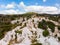 Aerial drone view of Petrified Wedding or Stone Wedding beautiful formations near Kadzhali region