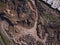 Aerial drone view quarry, open pit mine. Mining industry