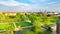 Aerial drone view of Rosenborg Slot Castle and beautiful garden from above, Kongens Have park, Copenhagen, Denmark