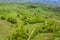 Aerial drone view of rural landscape in Transylvania