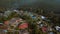 Aerial drone view of rural settlement in Felda Air Tawar 4, Kota Tinggi, Johor, Malaysia