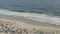 Aerial, drone view of a sandy Ipanema beach and ocean in Rio de Janeiro