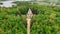 Aerial drone view of Schwarzenberg Tomb near Trebon, Czech Republic.Neo-gothic building with tower and majestic double staircase