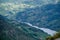 Aerial drone view of the Sil river on the Ribeira Sacra, world heritage site