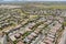 Aerial drone view of small town on desert residential area of a neighborhood with Avondale town Arizona US