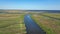 Aerial Drone View of Speeding Jet Skis and Boat on River