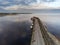 Aerial drone view on a Spiddal stone pier. County Galway, Ireland