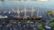 Aerial Drone View of Tall Ships Docked in Philadelphia PA