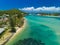 Aerial drone view, Tallebudgera Creek and beach on the Gold Coast, Queensland, Australia