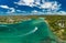 Aerial drone view, Tallebudgera Creek and beach on the Gold Coast, Queensland, Australia