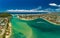 Aerial drone view, Tallebudgera Creek and beach on the Gold Coast, Queensland, Australia