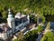 Aerial drone view to Lillafured Castle in Hungary in Bukk National Park