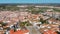 Aerial drone view of Tomar town, Templar Castle and Convent of Christ Portugal