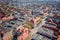 Aerial drone view on town hall and city main square Zielona Gora