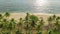 Aerial drone view of tropical beach from above, sea, sand and palm trees island beach landscape, Thailand