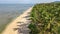 Aerial drone view of tropical beach from above, sea, sand and palm trees island beach landscape, Thailand