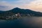 Aerial drone view of tropical Kamala Beach area and Andaman Sea in Phuket