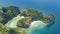 Aerial drone view of tropical Koh Hong island in blue clear Andaman sea water from above, beautiful archipelago islands